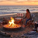 Premium Grade Teak Newport Folding Director's Chair with Solana Seagull Sunbrella&reg; Fabric Seat Cushions image number 5