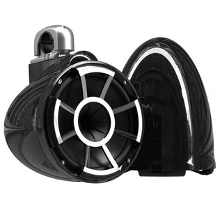 Wet Sounds REV 10 Black V2 Revolution Series 10" Marine Tower Speakers with Silver Aluminum Fixed Clamps (Pair)
