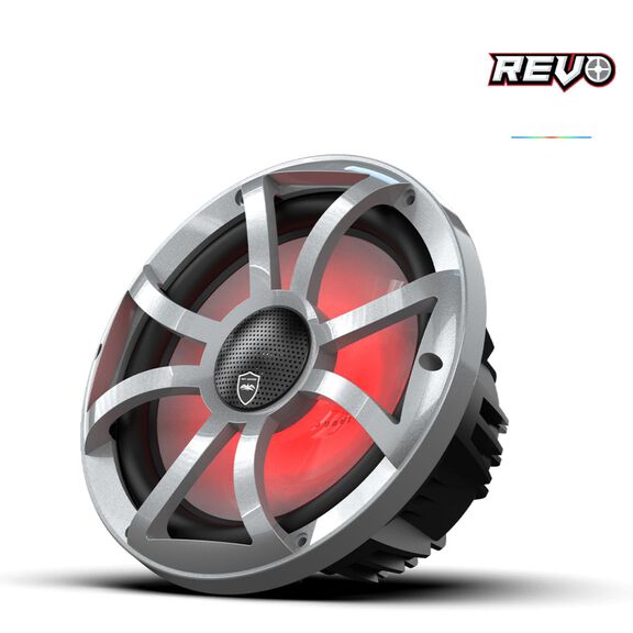 Wet Sounds REVO CX-10 XS-S S2 10-inch High Output Component Style Coaxial Speakers with XS-Silver RGB Grilles image number 2