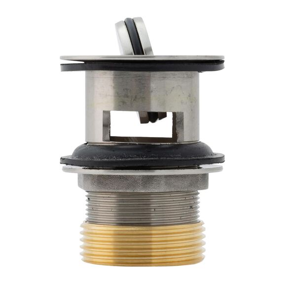 1-1/2" Drain, Flip Drain with Overflow, Straight, 1-1/4"-M Thread Adapter Brushed Nickel image number 1