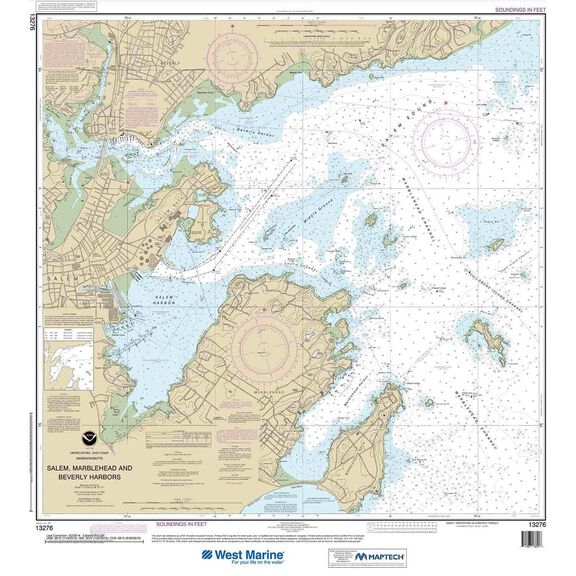 Maptech&reg; Recreational Waterproof Chart - Salem, Marblehead and Beverly Harbors image number 0