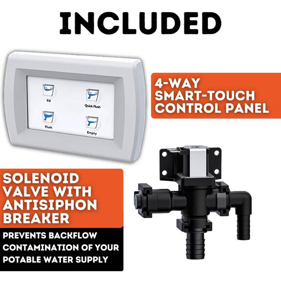 COMMODORE CM5RMT Deluxe Electric Marine Toilet Boating Head &ndash; Fresh Water, 12V, with Smart Panel & Solenoid Valve image number 3