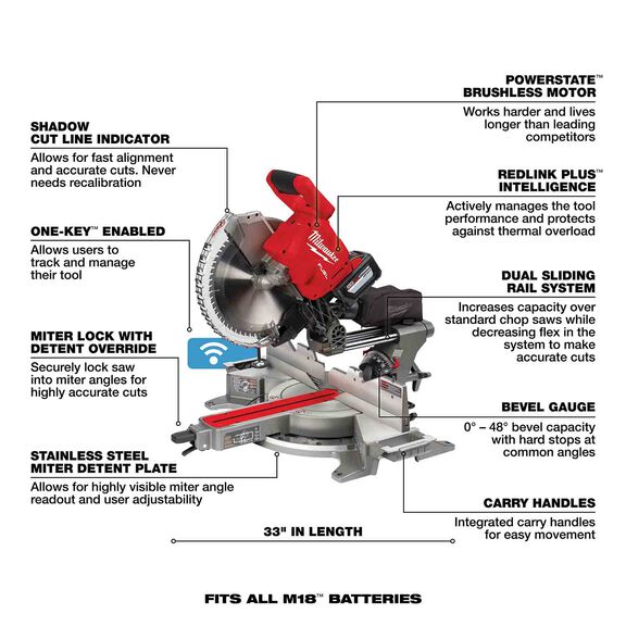 M18 FUEL&trade; 12" Dual Bevel Sliding Compound Miter Saw Kit image number 1