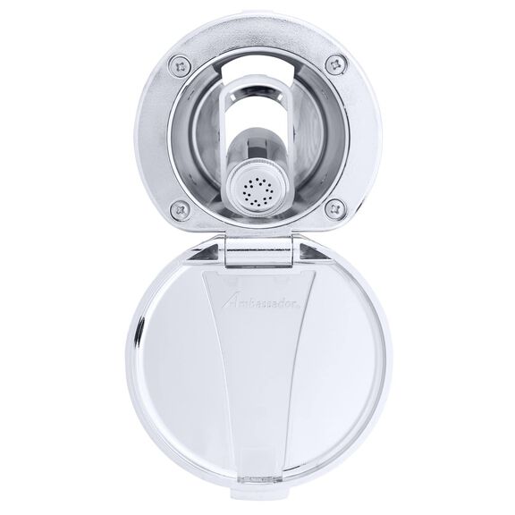 Recessed Shower Chrome Cup & Lid, Hammer-Head Arctic White Sprayer, 6' White Rubber Hose image number 4