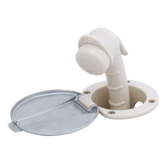 Recessed Shower Warm White Cup with Stainless Steel Lid, Small Warm White Sprayer, 10' White Rubber Hose image number 2