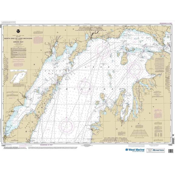 Maptech&reg; NOAA Recreational Waterproof Chart-North end of Lake Michigan, including Green Bay, 14902 image number 0