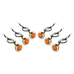LED 3/4" Round Clearance/Side Marker Trailer Lights with Rubber Grommets and Chrome Flanges, Amber, 6-Pack