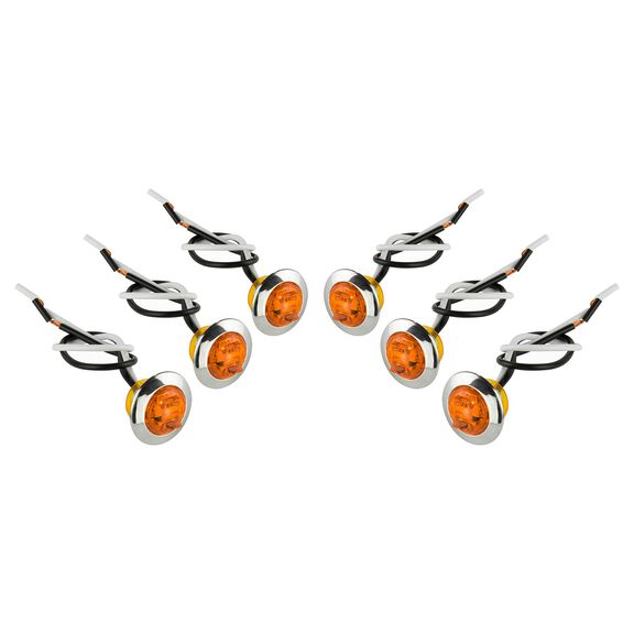 LED 3/4" Round Clearance/Side Marker Trailer Lights with Rubber Grommets and Chrome Flanges, Amber, 6-Pack image number 0