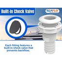 SEAFLO 2" Thru Hull Fitting with Check Valve White image number 2