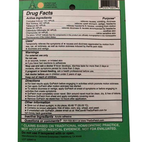 Natural Relief Motion Sickness Patch image number 1