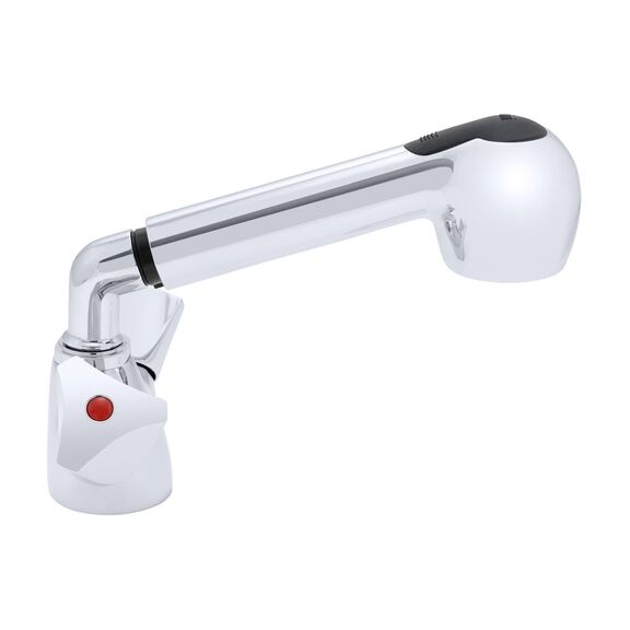 Trinidad Head/Shower Combo Faucet Pull-Out Kitchen Sprayer, 6' Black Rubber Hose Chrome/Black image number 2