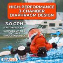 SEAFLO 33 Series 12V DC Diaphragm Pump &ndash; 3.0 GPM, 45 PSI, Self-Priming, Run Dry Safe, Built-In Pressure Switch image number 3
