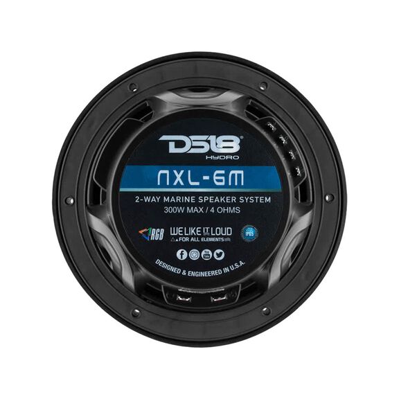 HYDRO 6.5" 2-Way Marine Speakers with Integrated RGB LED Lights, 300 Watts, White image number 5