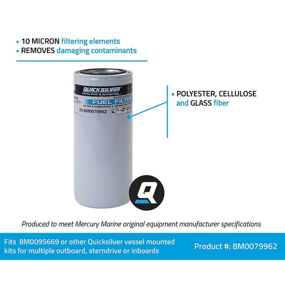 Quicksilver 8M0079962 High Capacity Water Separating Fuel Filter Element image number 3