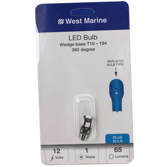 Wedge Base T10-194 360 degree LED Bulb, Blue image number 0