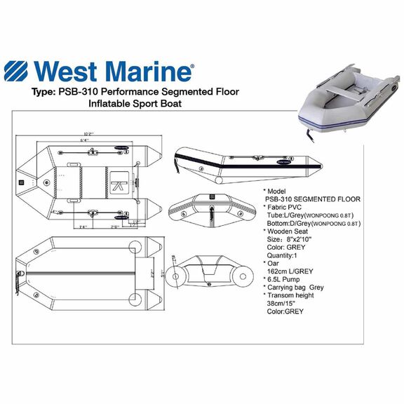 PSB-310 Performance PVC Aluminum Floor Inflatable Sport Boat image number 3
