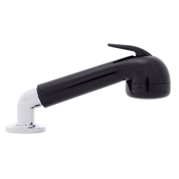 Deck-Mount Sprayer Large Black Sprayer No Hook, w/Elbow, 6' Black Rubber Hose, Ultra-Low Profile Holder image number 2