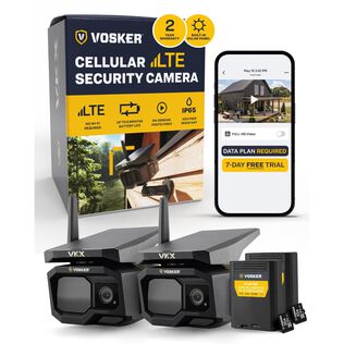 Vosker VKX Two pack Solar Powered 4G-LTE Outdoor Cellular Security Camera