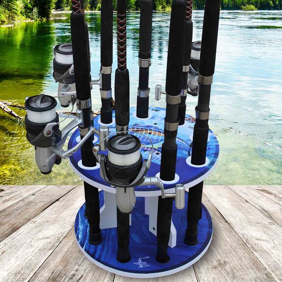Guy Harvey Wahoo Spinning 9 Fishing Rod Storage Rack, Vertical Fishing Pole Rod Holder image number 5