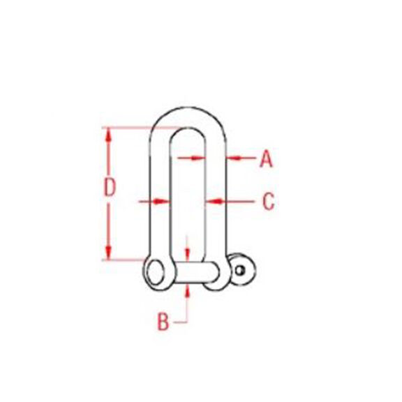 3/16" Long D Shackle Non-Captive Pin image number 1