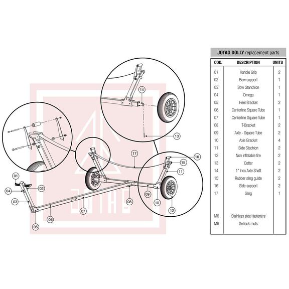 Replacement Parts for Laser Class Sailboat Dolly image number 0