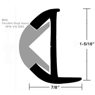 Aluminum Rubrail - 1-5/16" H x 7/8" W x 12'L, #10 Screws