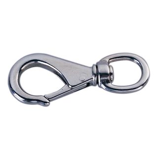 Swivel-Eye Snap, Nickel, 3/4" Eye ID, 3-1/4" Length, 3/8" Opening