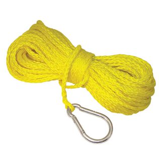 1/4" x 100' Anchor Line, Hollow Braid Polypropylene, Yellow, with Hook