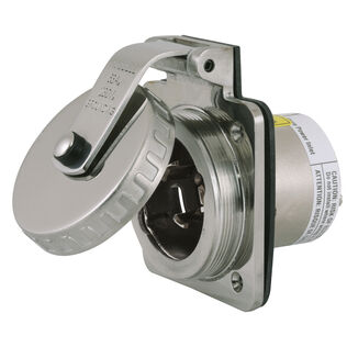 Hubbell Marine Hull Inlet , 63A 230V, 1 Phase, Stainless Steel