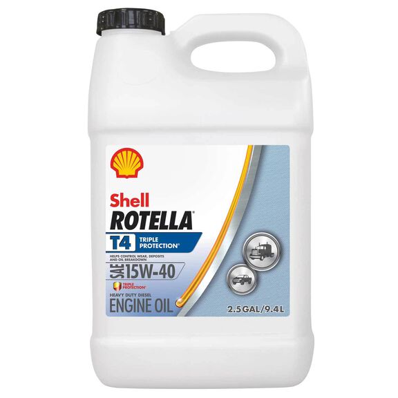 Shell Rotella T4 15W-40 Conventional Heavy Duty Diesel Engine Oil, Triple Protection, 2.5 Gallon image number 0