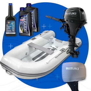West Marine RIB 310 Aluminum Hull Hypalon Inflatable Boat & Suzuki Black 15 HP Outboard Bundle