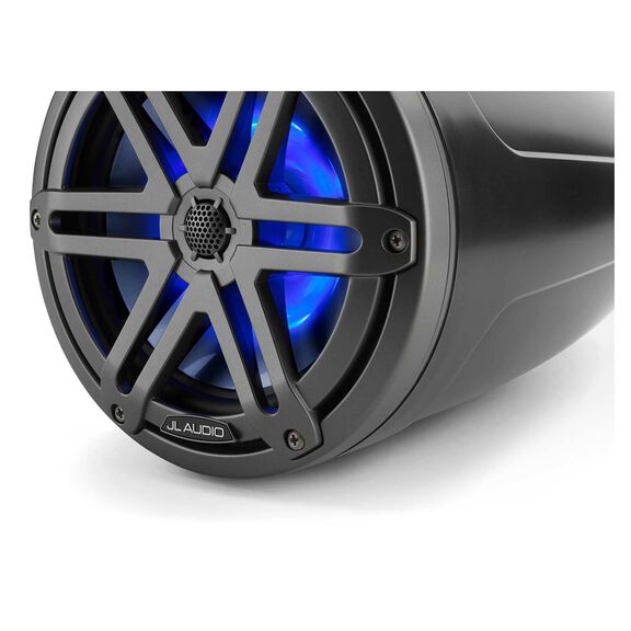 M3-770ETXv3-Sb-S-Gm-i 7.7" Enclosed Marine Coaxial Speaker System, Satin Black, Gunmetal Sport Grilles with RGB LED Lighting image number 0