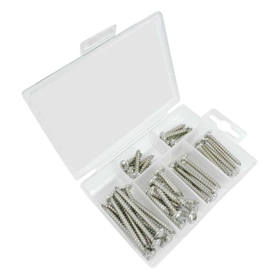 Phillips Pan Head Self Tapping Screw Kit, 48 Piece, Stainless Steel image number 0