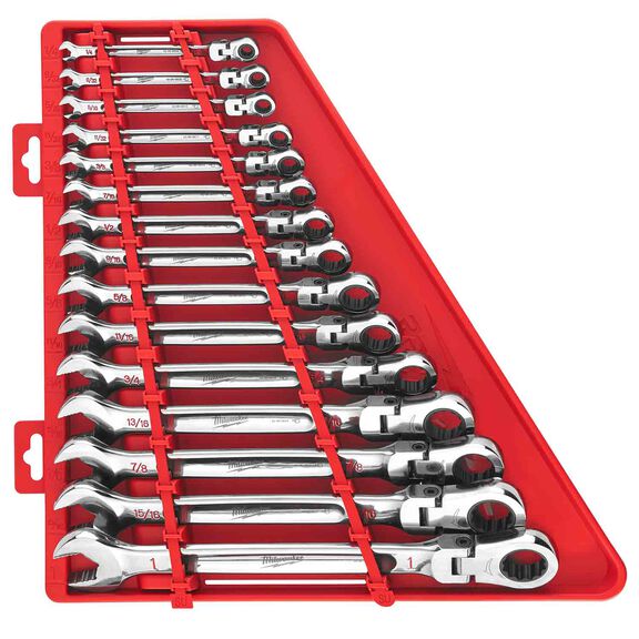 SAE Flex Head Ratcheting Combination Wrench Set, 15 Piece image number 0