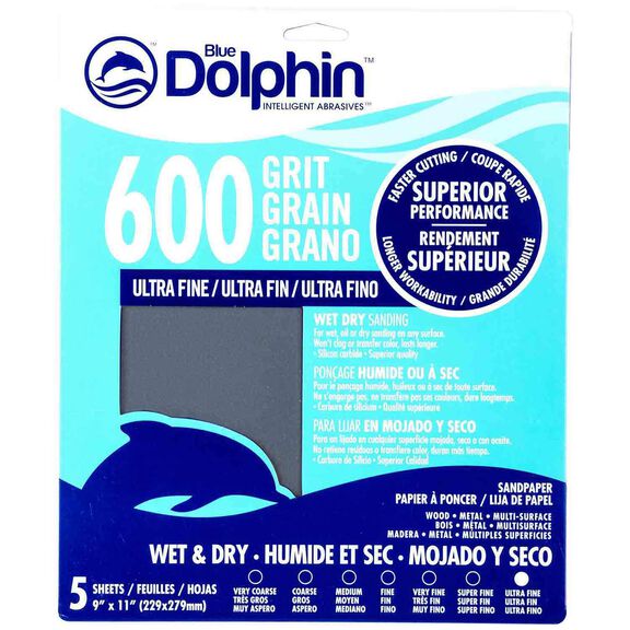 Wet/Dry Sandpaper Sheets, 600 Grit, 5-Pack image number 0