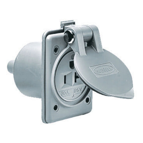 Hubbell Marine Hull Outlet, 20A 125V, 5-20R, Gray image number 0