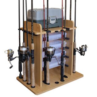 14 Fishing Rod Rack w/Four Bait Bin Storage