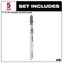 4" 10TPI T-Shank Wood High Carbon Steel Jig Saw Blades, 5 Pack image number 2