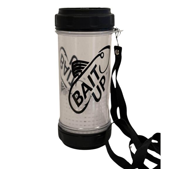 Bait Up Live Bait Container for Fishing, Dual-Lid Design and Floating Basket Technology, 35oz image number 0