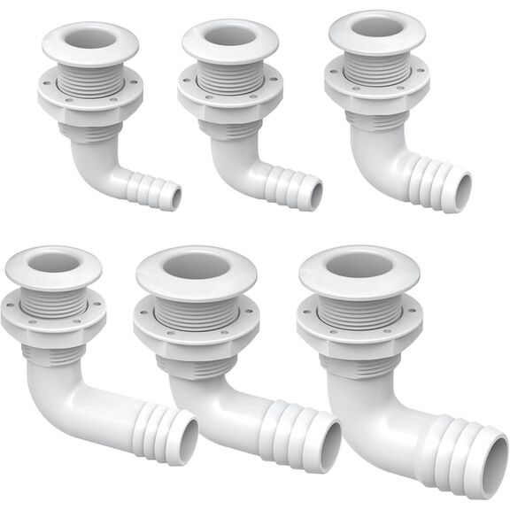 SEAFLO 1 in. Angled Thru Hull Fitting with Built-In Check Valve Stainless Steel Cap image number 3