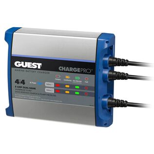 ChargePro Onboard Waterproof Marine Battery Charger with Ignition and Reverse Polarity Protection, 8 Amp, 12V, 2-Bank