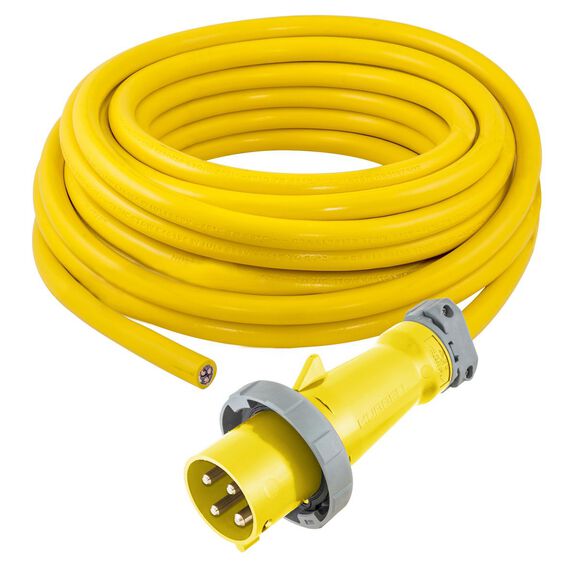 Hubbell Marine Cable, 100A 125/250V, 125ft, IT4, Yellow, Stow Cable  w/Plug End Only image number 0