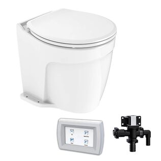 COMMODORE CM5RMT Deluxe Electric Marine Toilet Boating Head &ndash; Fresh Water, 12V, with Smart Panel & Solenoid Valve