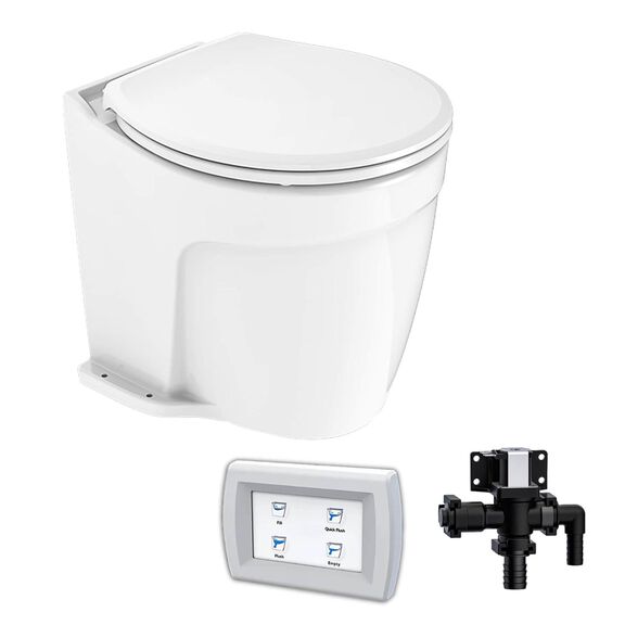 COMMODORE CM5RMT Deluxe Electric Marine Toilet Boating Head &ndash; Fresh Water, 12V, with Smart Panel & Solenoid Valve image number 0