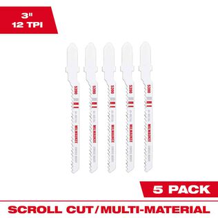 3" 12TPI T-Shank Multi-Material Bi-Metal Jig Saw Blades, 5 Pack