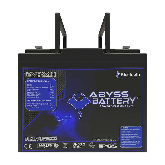 12V 60Ah Dual Purpose Group 24 Lithium Marine Battery, Bluetooth Enabled image number 0