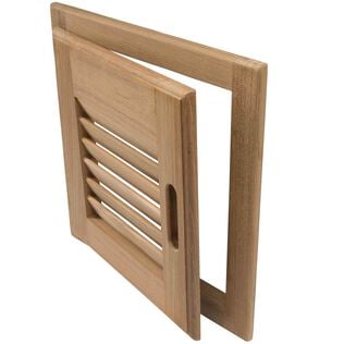 Right Hand Teak Louvered Door & Frame, 12" x 12"