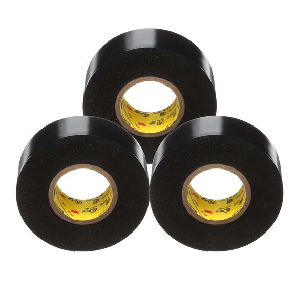 Scotch&reg; Super 33+ Vinyl Electrical Tape, 3/4" x 66', Black, 3-Pack image number 1