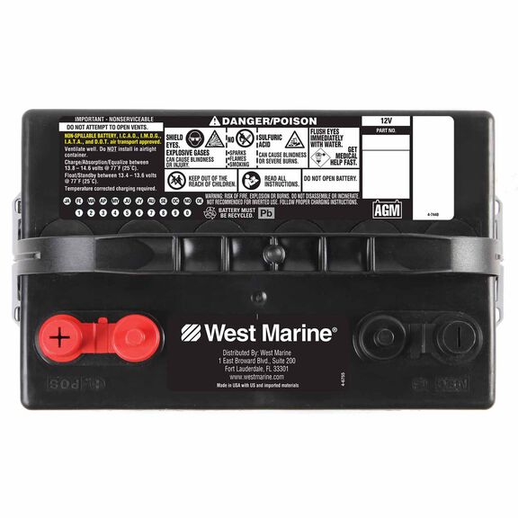 Group 34 Starting Marine AGM Battery, 55 Amp Hours, 775 Cold Cranking Amps, 890 Marine Cranking Amps, 120 Reserve Minutes image number 1