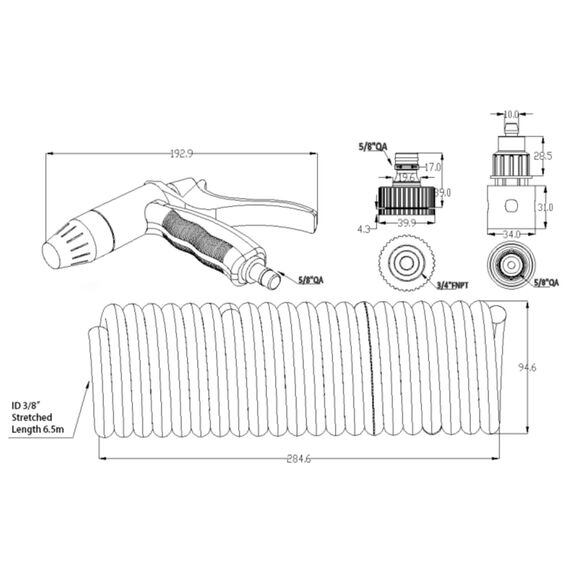 SEAFLO 20&prime; Hosecoil Washdown System for RV, Boat & Garden Water Pump image number 1